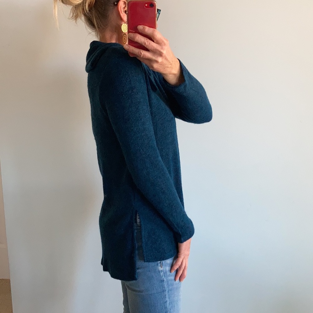 Blue Cowl, Button Neck Sweater - Picture 6 of 7